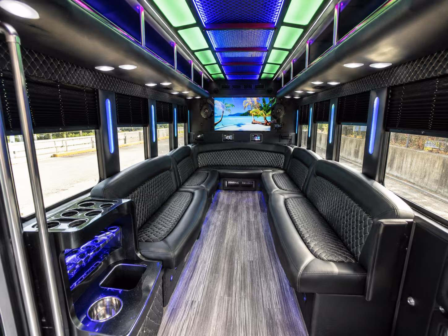 monroe 18 passenger party bus inside