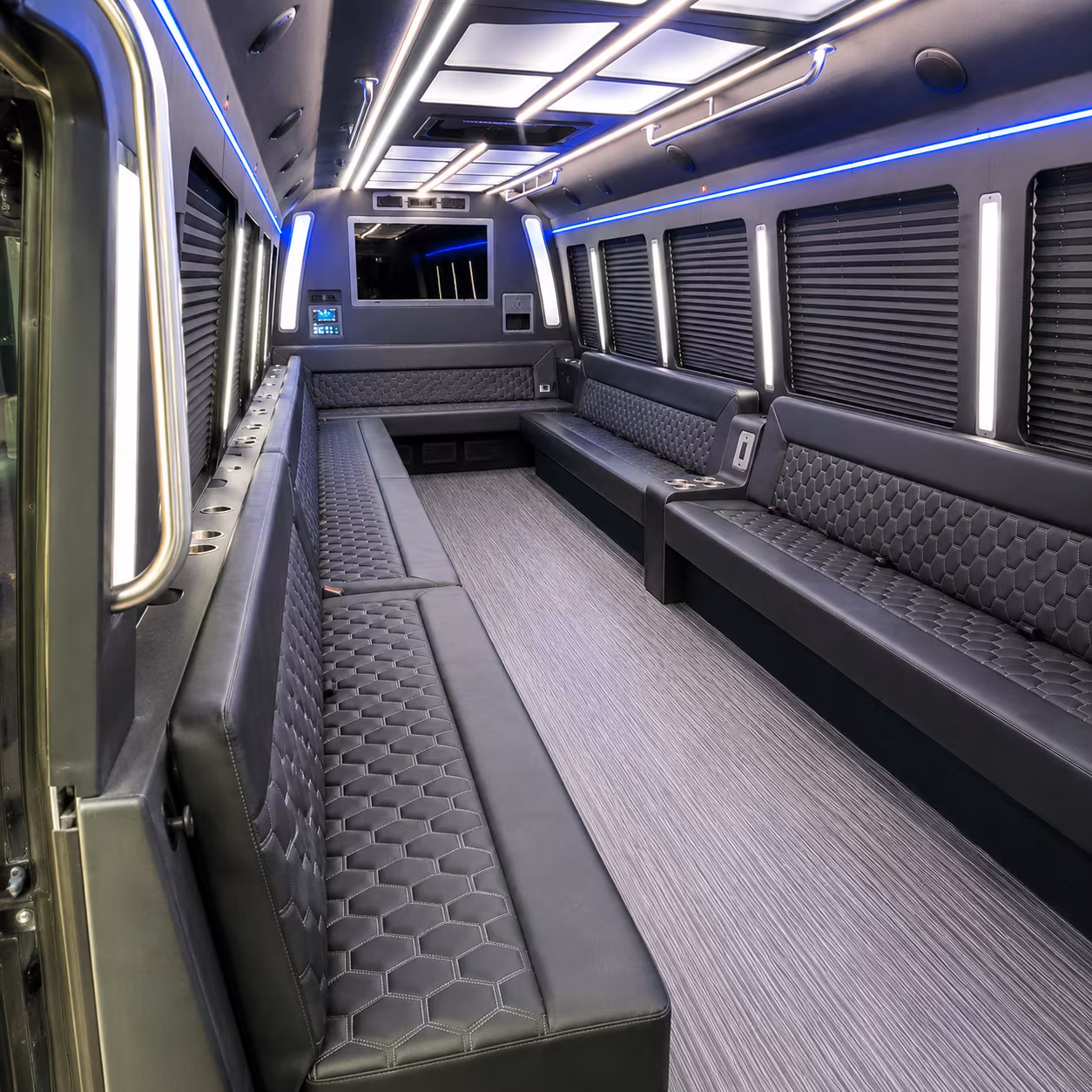 monroe 40 passenger party bus interior
