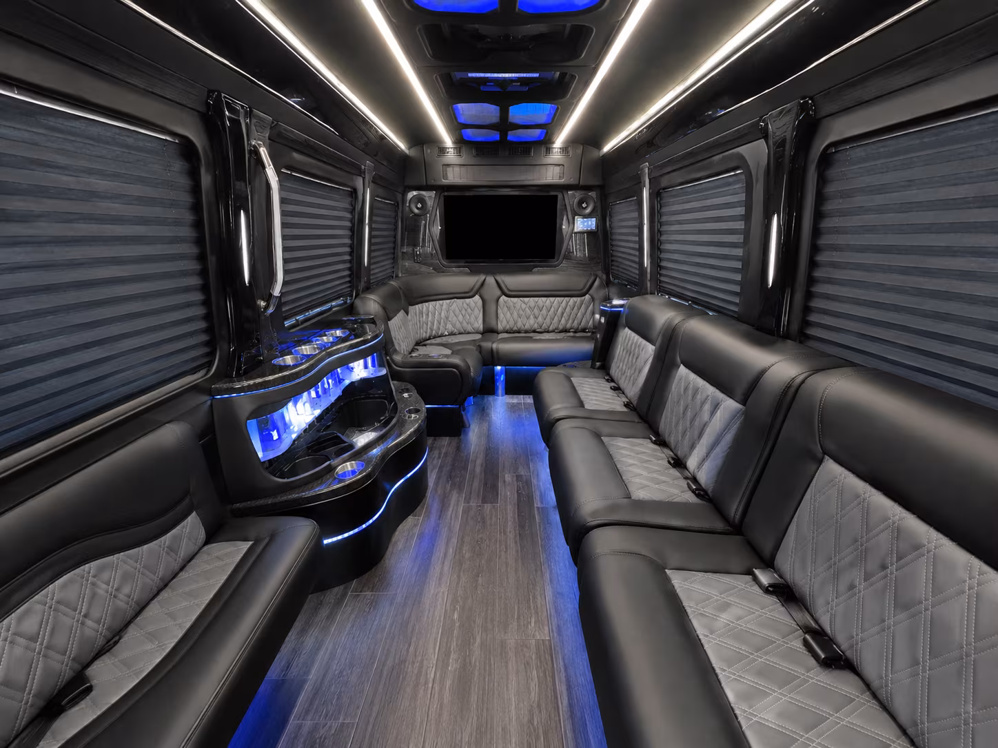 monroe 50 passenger party bus inside