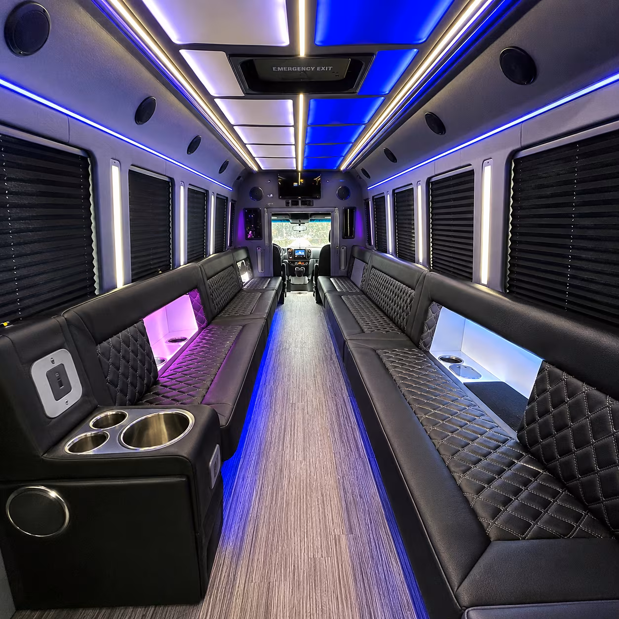 monroe party bus rental interior