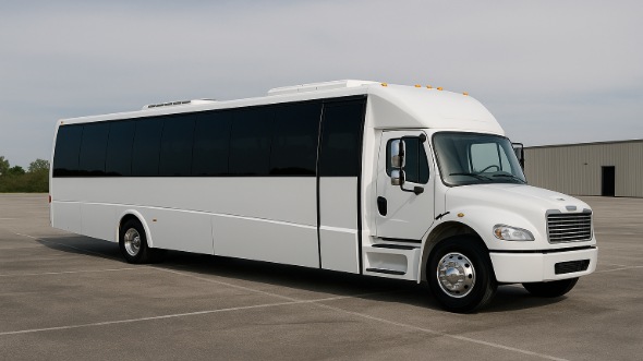 Exterior of Charter Bus Company Monroe's 28 Passenger Mini bus in Monroe