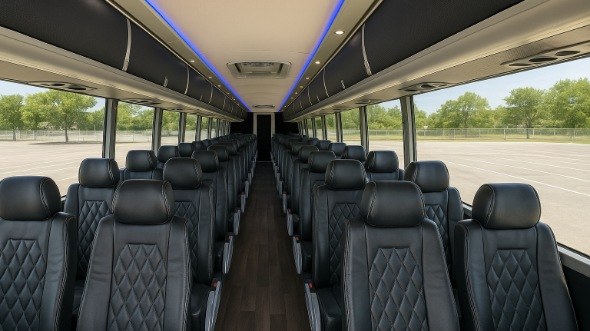 Interior of Charter Bus Company Monroe's 50 Passenger Charter Bus in Monroe