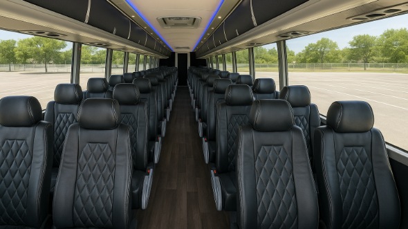 Interior of Charter Bus Company Monroe's 54 Passenger Charter Bus in Monroe