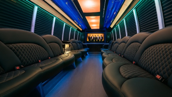 Interior of Charter Bus Company Monroe's Party Bus in Monroe