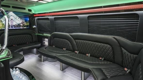 Interior of Charter Bus Company Monroe's Sprinter Limo in Monroe